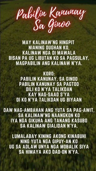 pabilin kanunay sa ginoo lyrics